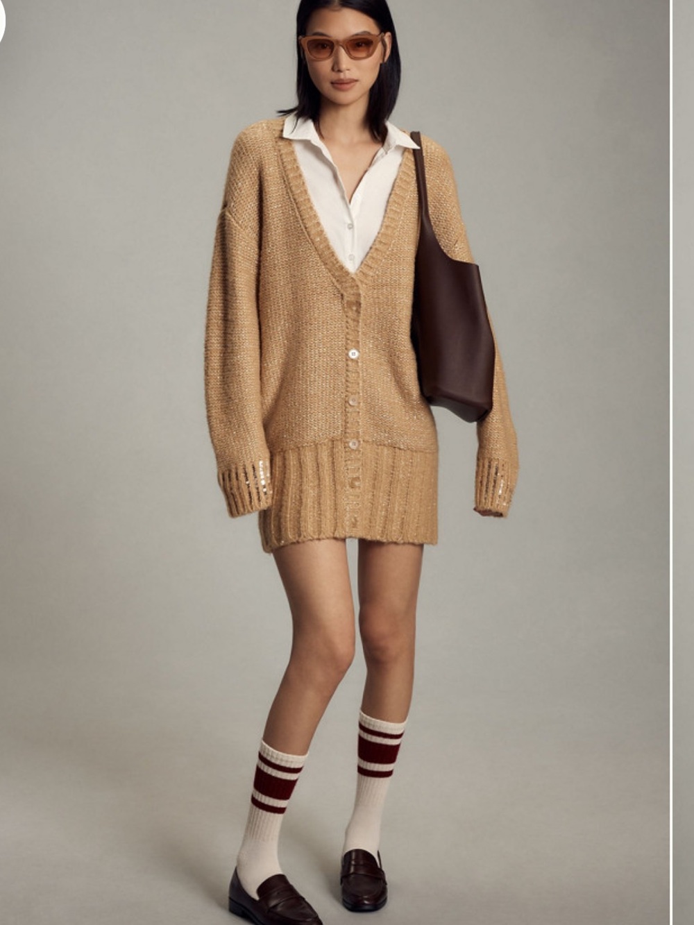 Anthropologie Maeve Wooly Layered Sparkle Cardigan Sweater Mini Dress Small S NW
